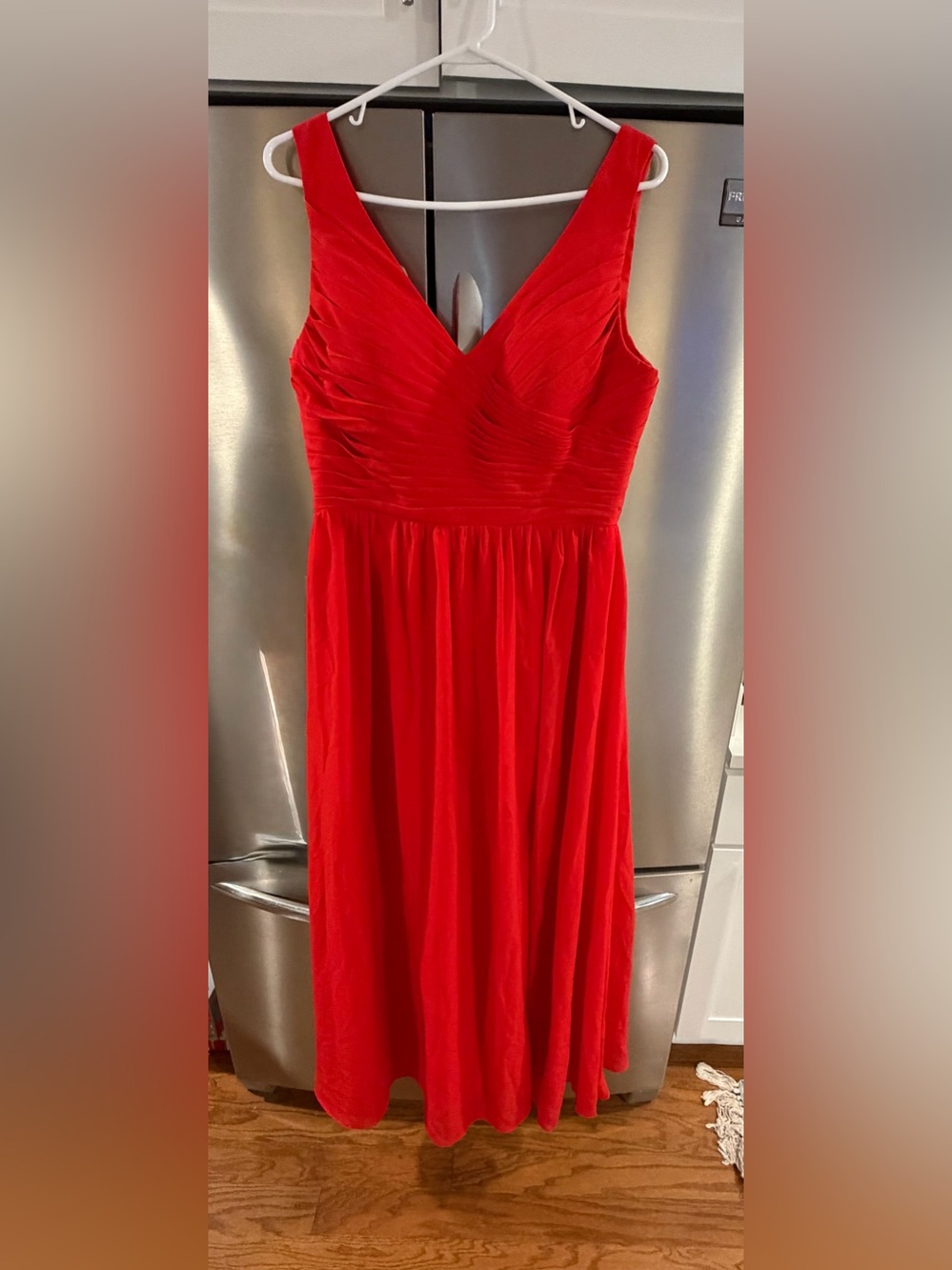 Red V-Neck Women's Evening Dress